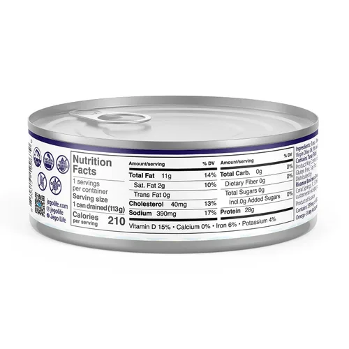 Vista 6 de Jego Atún ligero sólido en aceite de oliva Keto Bajo en carbohidratos Sin gluten Sin soja Enlatado Listo para comer Paquete de 3