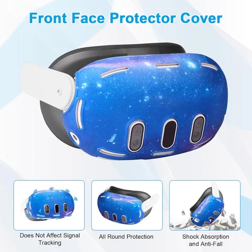 Vista 5 de Relohas Deluxe 5 in 1 Silicone Accessories for Meta Quest 3, VR Protective Case Set, Controller Grip Cover, VR Shell Cover, Face Cover, Gifts for