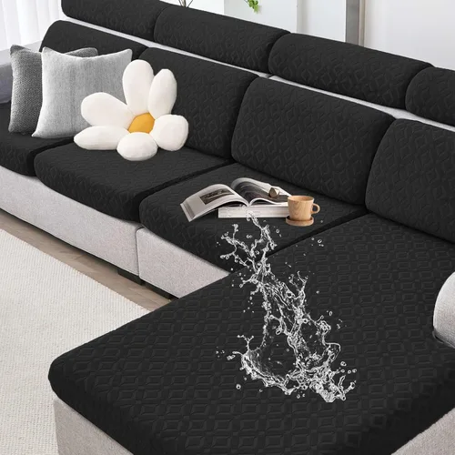 Vista 17 de Fundas de cojín para sofá impermeables, fundas elásticas para sofá seccional, funda de cojín lavable, antideslizante, con parte inferior elástica