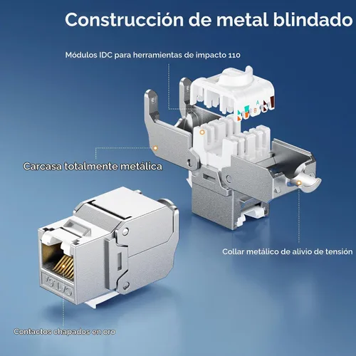 Vista 5 de Cable Matters [Listado UL] Paquete de 6 conectores Keystone Cat6A blindados de 10 Gbps