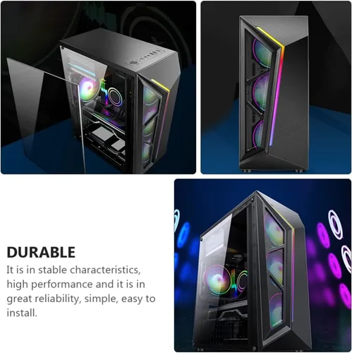 Vista 8 de SOLUSTRE ATX - Carcasa para computadora de escritorio con iluminación colorida