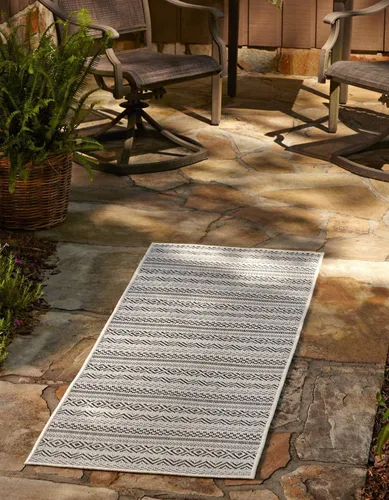Vista 30 de Unique Loom Outdoor Striped Collection Alfombra de área - Maia (2' 2" x 3' 1" Rectángulo, Beige/Marfil)