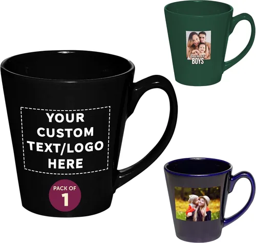 Vista 16 de DISCOUNT PROMOS Taza de café con leche de cerámica brillante personalizada de 12 onzas, juego de 10/50/100 unidades personalizadas, paquete a