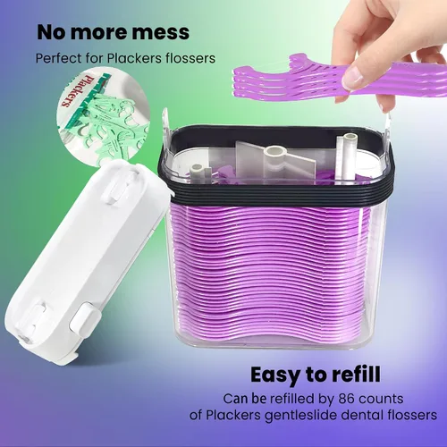 Vista 4 de Soporte para púas de hilo dental, dispensador de púas de hilo dental para limpiar los dientes, estuche de púas de hilo dental de viaje, dispensador
