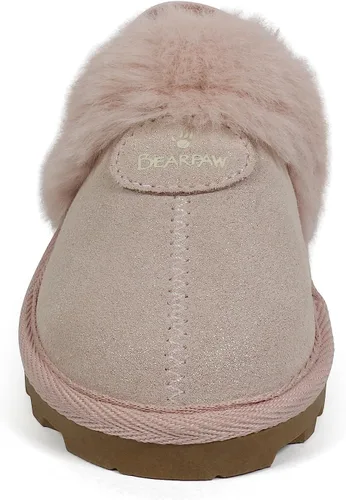 Vista 2 de BEARPAW Zapatos infantiles unisex de gamuza con forro de piel sintética - Zapatos de bebé de fondo duro para niños y niñas - Zapatillas de cuero