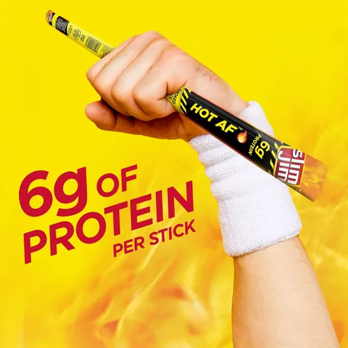 Vista 5 de Slim Jim - Palito de carne ahumada gigante, sabor Hot AF, apto para Keto, 0.97 oz 24 palitos