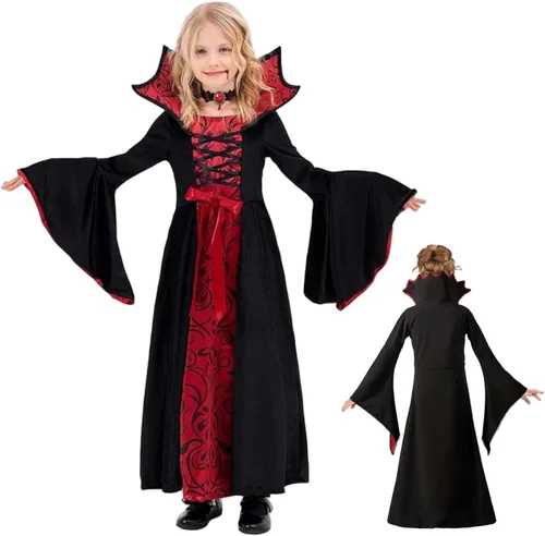 Vista 6 de Disfraz de vampiro para niños, disfraz de vampiro para niñas, gótico real