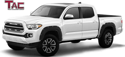 Vista 3 de TAC - Cubiertas de guardabarros compatibles con Toyota Tacoma Truck Off-Road 2016-2023, 4 piezas, negro mate, liso, delantero y trasero