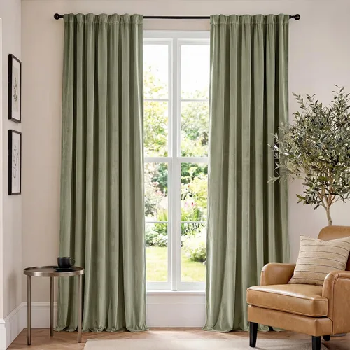 Vista 43 de Lazzzy Cortinas opacas de terciopelo beige de 84 pulgadas de largo con aislamiento térmico para oscurecer la habitación, cortinas forradas de lujo