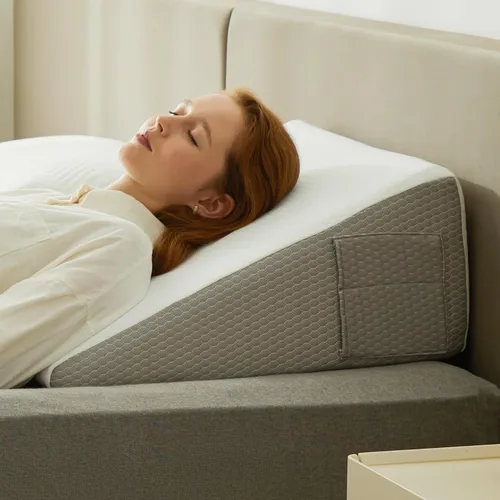 Vista 13 de Bedluxe - Almohada en forma de cuña, almohada de cuña de cama de 8 pulgadas, almohada elevada para el cuerpo para el apoyo de la espalda, reflujo