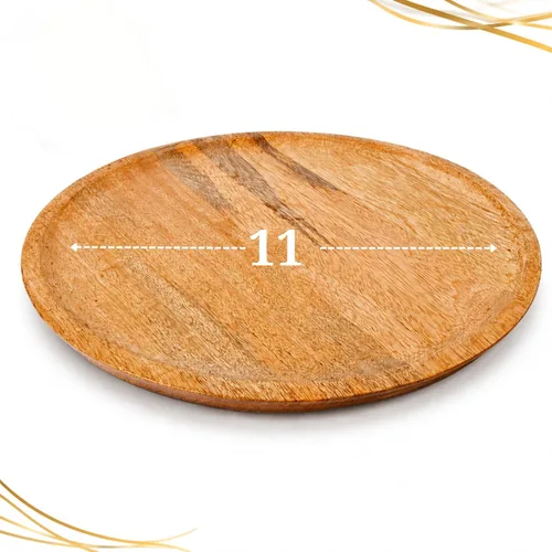 Vista 7 de Alpha Living Home - Juego de 4 platos de carga de madera natural