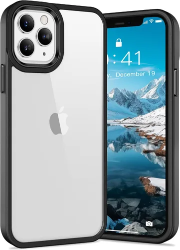 Vista 44 de Vakoo Funda transparente para iPhone 11 Pro Max, antiamarilleo, color negro