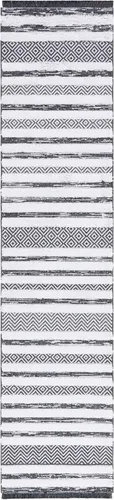 Vista 3 de SAFAVIEH Augustine Collection - Alfombra de pasillo de 2 x 9 pies, diseño de algodón rústico marroquí con flecos, fácil cuidado, ideal para zonas