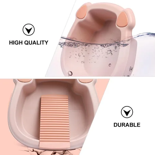 Vista 6 de Hemoton Lavabo para lavar a mano y ropa de 11.41 x 11.41 x 3.74 pulgadas, ligero y portátil, con superficie de fregado para ropa pequeña y delicada