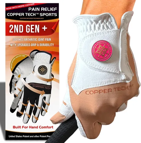 Vista 22 de Copper Tech Plus Ladies Golf Gloves Women (2nd Gen) Copper Compression Joint Support with Flexible & Comfortable Fit Tacky Silicone Pad