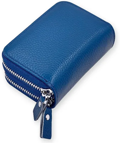 Vista 16 de Cartera pequeña de cuero suave para mujer, con bloqueo RFID, tarjetero con bolsillo con cremallera C-B-B2 (negro)