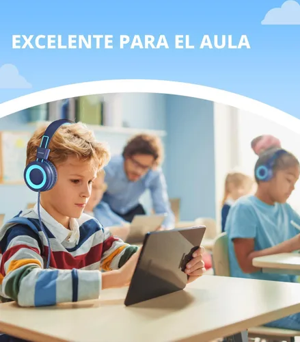 Vista 7 de Bywulanda Auriculares USB Tipo C Mejorados para Niños para la Escuela, Volumen Seguro Limitado de 94dB, Sonido Estéreo HD, Auriculares Plegables