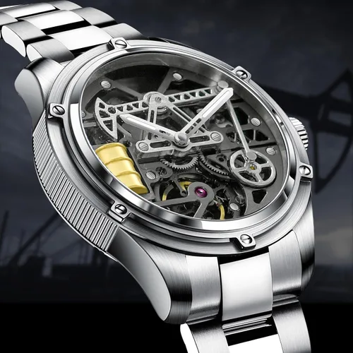 Vista 2 de Relojes automáticos para hombre, diseño propio y modificado 8215, movimiento de pozo de petróleo, diseño de excavación de pozos de petróleo, 164.0