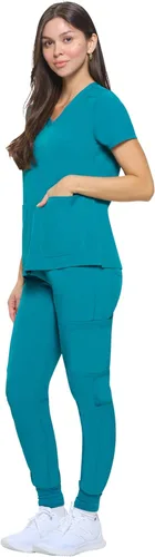 Vista 2 de Natural Uniforms Conjunto deportivo elástico esencial para mujer