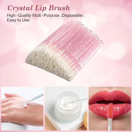 Vista 4 de 500 piezas desechables CrystaLip Brush aplicadores de brillo de labios, varitas de brillo de lápiz labial para cuidado de labios y kits
