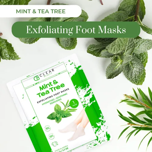 Vista 2 de Clear Beauty Calcetines hidratantes para pies de menta y árbol de té, exfoliantes, hidratantes y reviven los pies agrietados, probados por