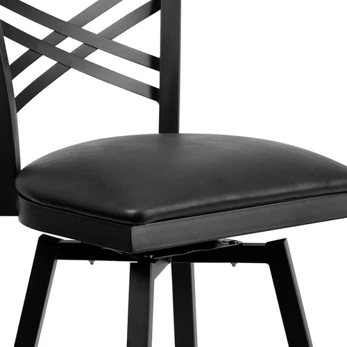 Vista 9 de Flash Furniture HERCULES Series Black ''X'' Taburete giratorio de metal – asiento de vinilo negro