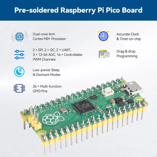 Vista 3 de SunFounder Kit de inicio para Raspberry Pi Pico con tutoriales en línea de 40 proyectos, código de creación de MicroPython C Piper Make, electrónica