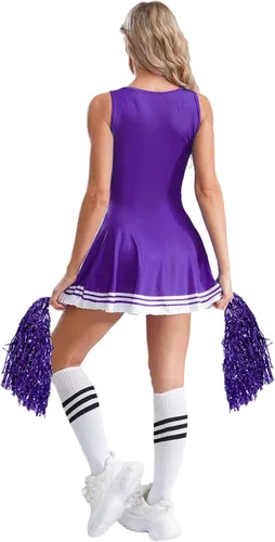 Vista 3 de JanJean Disfraz de líder de animadora para mujer, uniforme de animadora, uniforme musical de colegialas, vestido de lujo
