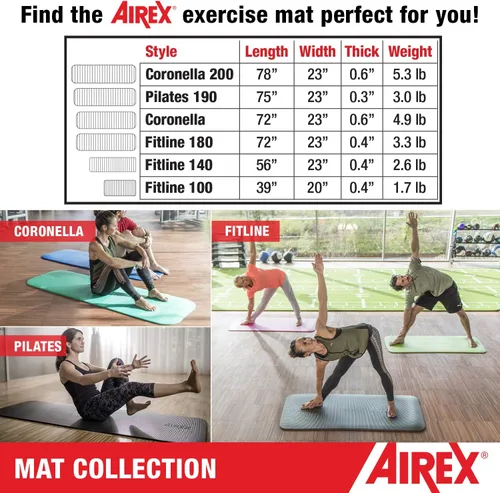 Vista 5 de AIREX Pilates 190 - Esterilla de ejercicios para yoga, terapia física, rehabilitación, equilibrio y ejercicios de estabilidad Negro