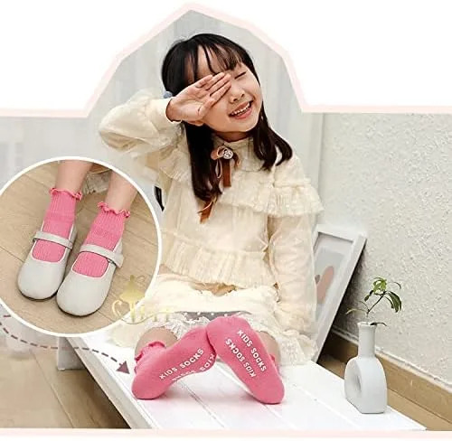 Vista 6 de Calcetines de encaje con volantes vintage para niñas pequeñas, calcetines de tobillo para niñas