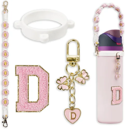Vista 24 de Lindo juego de dijes de letras compatible con botella de agua Owala de 24 oz, 32 oz, 40 oz, Owala Kids, vaso térmico de café Owala, Owala FreeSip