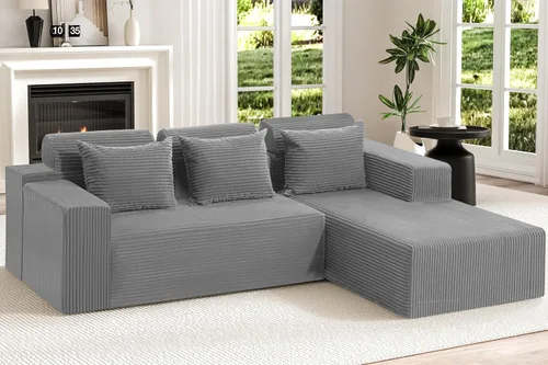 Vista 26 de Homguava - Sillones seccionales modulares para sala de estar, sofá de 101" en forma de nube con chaise en L, cómodo sofá de sala de estar
