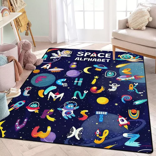 Vista 12 de Alfombra de galaxia de 2 x 3 pies, alfombra espacial para niños y niñas, dormitorio, sala de estar, océano, transbordador, barco, alfombra de noche