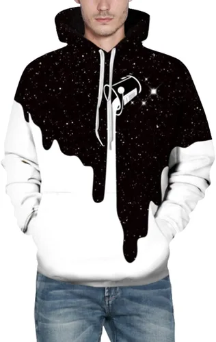 Vista 3 de FLYCHEN - Sudadera con capucha para hombre con impresión digital superior de galaxia
