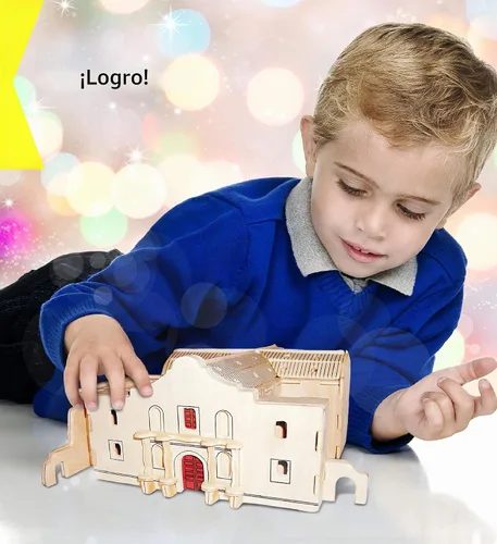 Vista 6 de Puzzled The Alamo - Rompecabezas de madera 3D para niños, 57 piezas