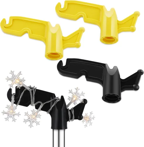 Vista 7 de 4 piezas de gancho de plástico multiusos para poste de extensión, práctico gancho giratorio con rosca estándar para colgar comederos de pájaros verde