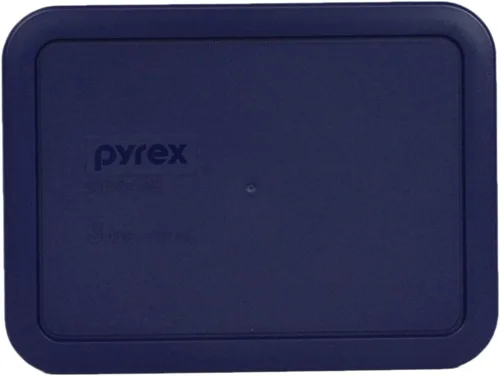 Vista 7 de Pyrex 7212-PC, 7211-PC y 7210-PC tapas azules de almacenamiento de alimentos, fabricadas en Estados Unidos BPA-Free Plastic Rectangular Design