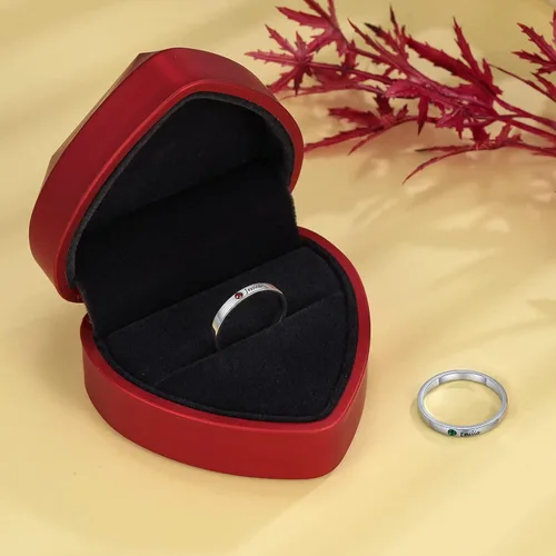 Vista 6 de 3 anillos con iniciales grabados personalizados con piedras de nacimiento simuladas, anillos personalizados para mejores amigas para mujeres