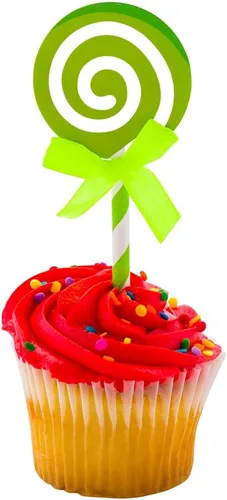 Vista 4 de Restaurantware Top Cake Toppers 8 x 3.8 pulgadas, 100 adornos de tiara para tartas, detalles de purpurina, cumpleaños, papel dorado, decoración