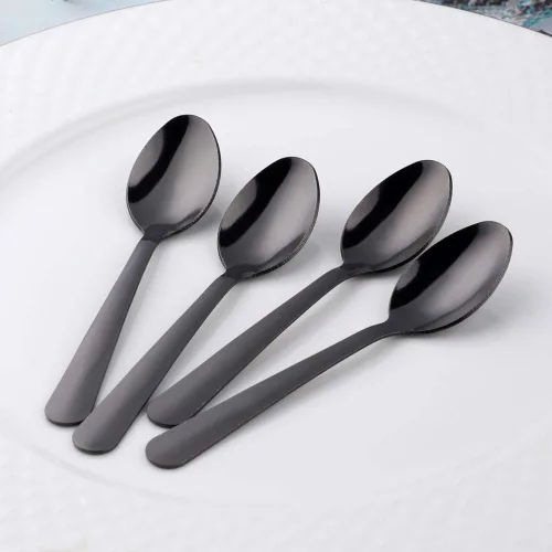 Vista 6 de Juego de 12 cucharas de café Demitasse de acero inoxidable, mini cuchara de 4.5 pulgadas, pequeñas cucharas de espresso para café, azúcar, postre