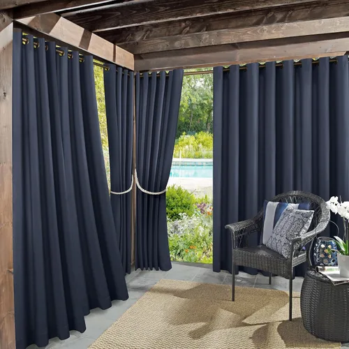 Vista 14 de Panel de cortina con ojales Sun Zero Marina para interior/exterior con protección UV y eficiencia energética, 54 x 95 pulgadas, cuarzo rosa