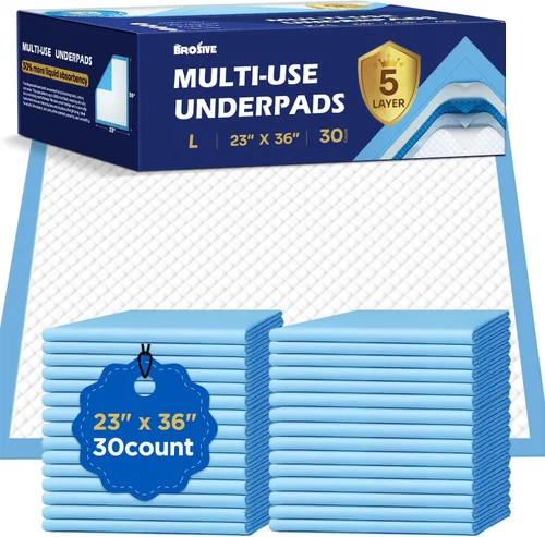 Vista 10 de Almohadillas de cama desechables para incontinencia de 23 x 36 pulgadas, 10 unidades, almohadillas a prueba de fugas para adultos, niños y mascotas