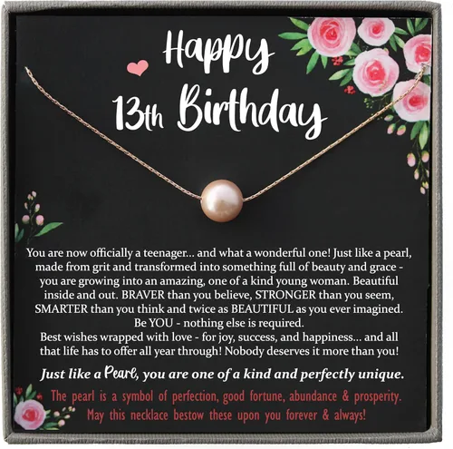 Vista 9 de Be Wished Regalos personalizados de cumpleaños número 13 para niñas, collar con mensaje significativo