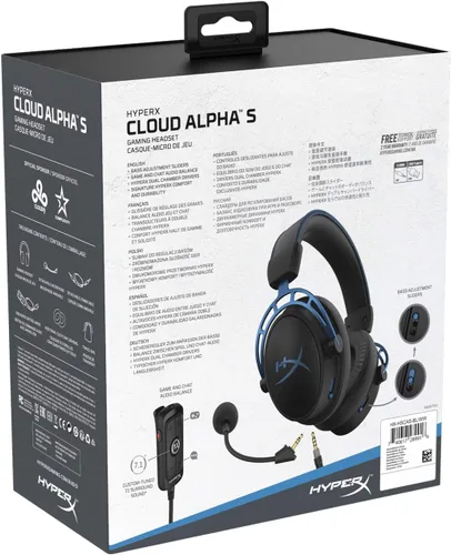 Vista 11 de HyperX Cloud Alpha S - Auriculares para juegos de PC, sonido envolvente 7.1, graves ajustables, controladores de doble cámara, mezclador de chat
