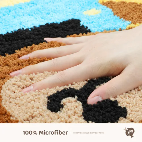 Vista 4 de Molesun Lindo tapete de baño de oso, tapete de baño antideslizante y suave, divertido tapete de microfibra de felpa absorbente de agua