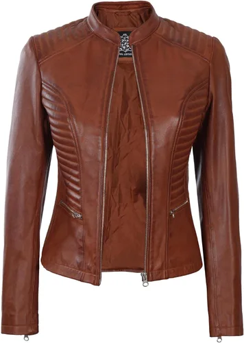 Vista 2 de Chaquetas de cuero para mujer, Marrón