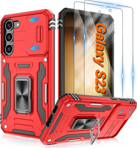 Vista 43 de Atump Funda para Motorola Moto G Play 2024 (4G) con [paquete de 2] protector de pantalla HD y cubierta para cámara deslizante, soporte de anillo