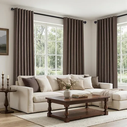 Vista 44 de Topfinel cortinas opacas de lino beige y blanco de 63 pulgadas de largo, 2 paneles para ventana pequeña, estilo natural de abedul bohemio y rústico