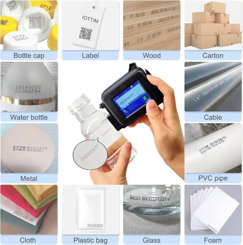 Vista 4 de Mini impresora de inyección de tinta mejorada para todos los materiales, cartucho de tinta solvente de secado rápido y 28 idiomas, máquina