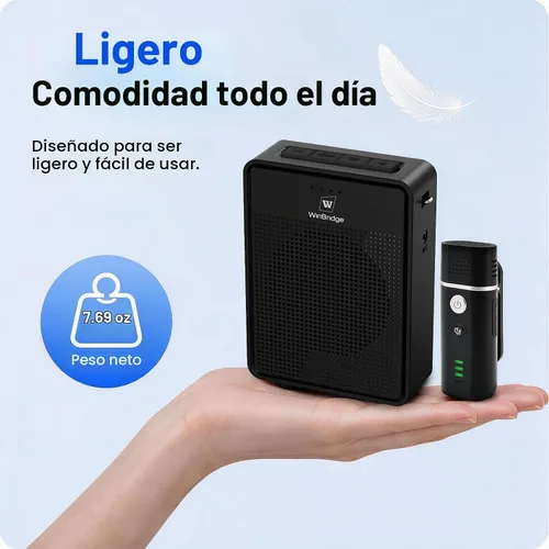 Vista 9 de Amplificador de voz con Bluetooth y micrófono inalámbrico Lavalier B006 15W Negro